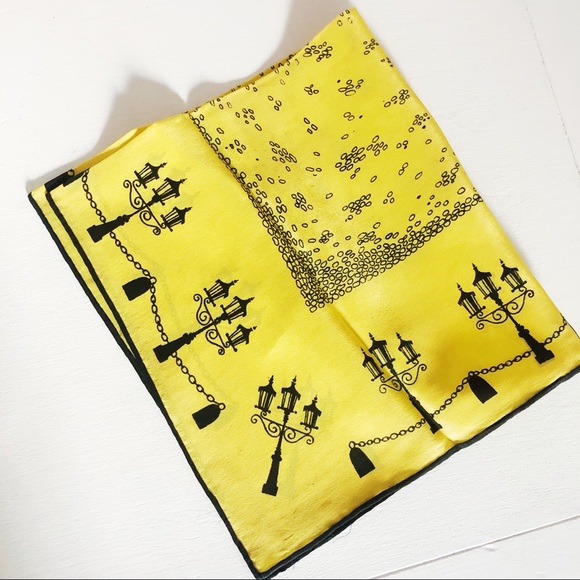 Vintage Accessories - Vintage 100% Silk Yellow Scarf